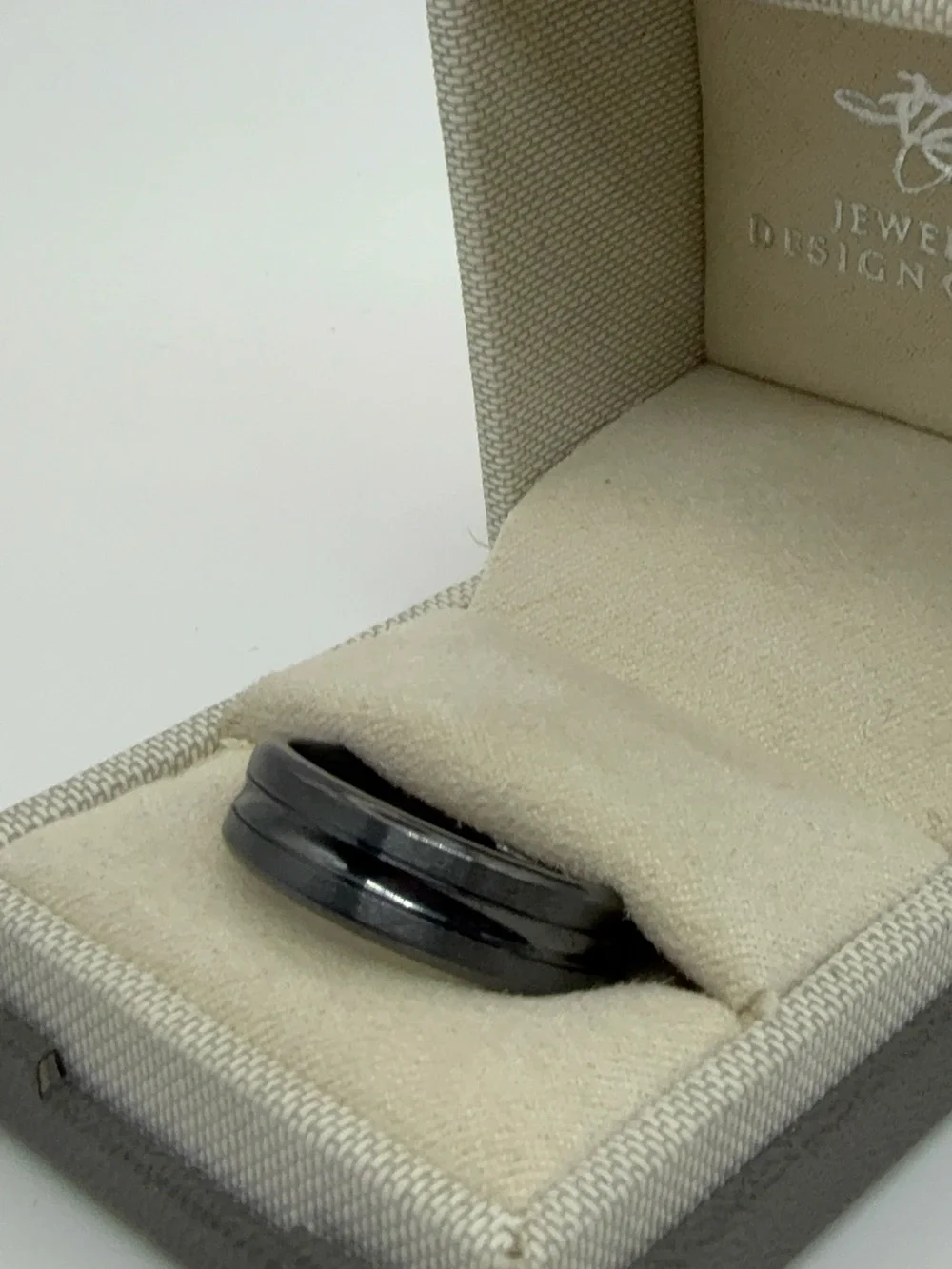 Forge Men’s Black Grooved Wedding Band Ring Size 12 Like New